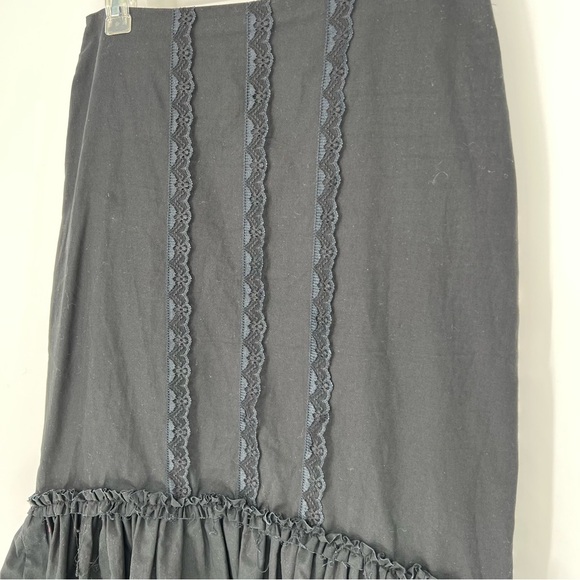 Elegant Black Lace Trim Skirt H&M Goth Practical Magic Hi Lo - Picture 2 of 12